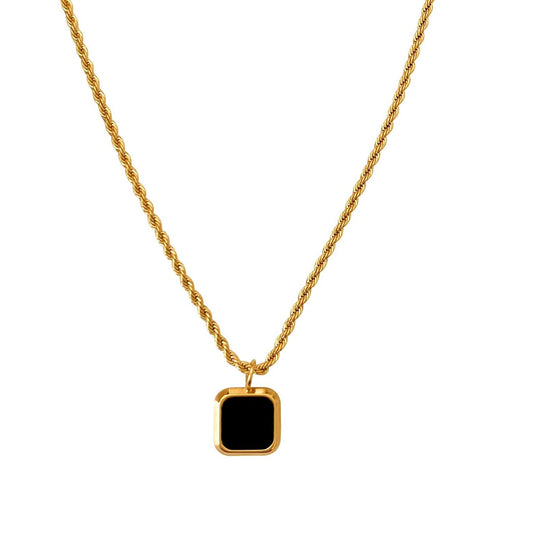 Black Sqaure Pendant Necklace